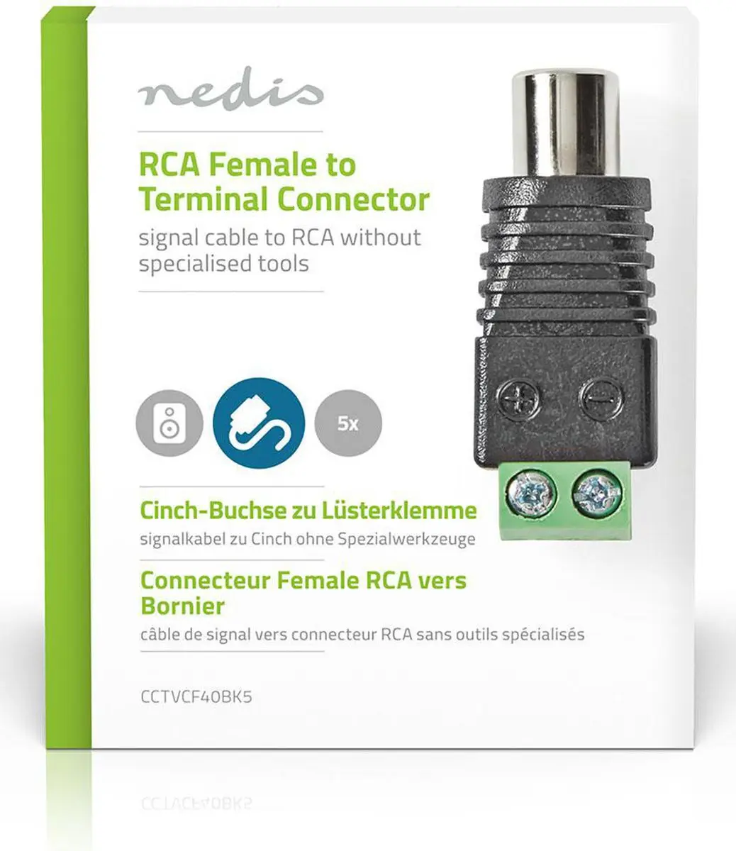 Nedis CCTV-Security Connector 2-Voudig - DIN Female - Groen/Zwart