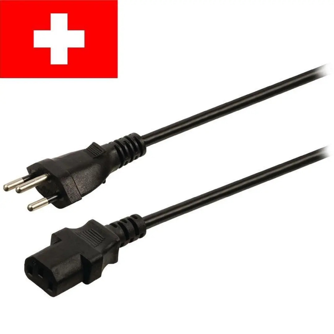 InLine C13 Type J SEV 1011 Stroomkabel 3x0,75mm - 1m - Zwart