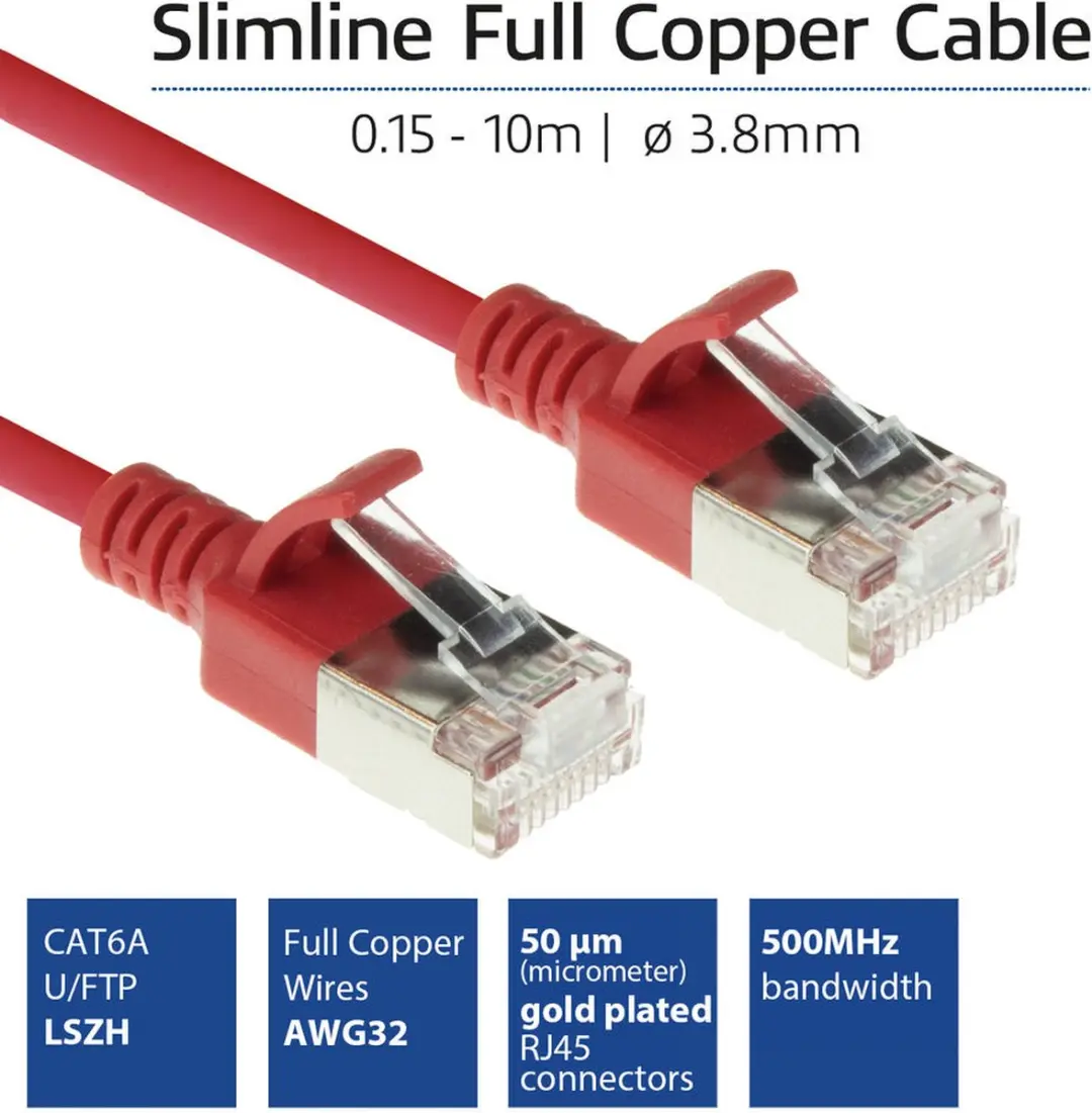 ACT DC7530 Rode LSZH U/FTP CAT6A Patchkabel 0,15m - Snagless - afbeelding 6 van 6
