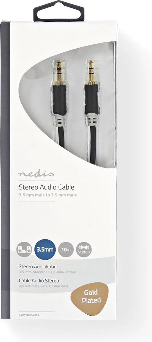 Nedis Stereo-Audiokabel 3,5mm M/M - 10m - Verguld - Antraciet