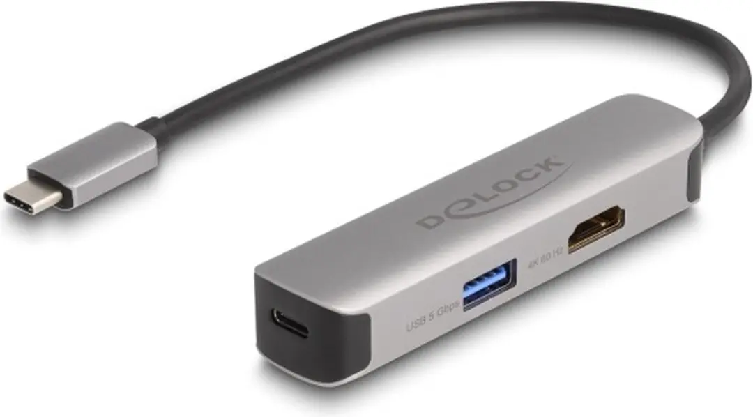 Delock USB-C naar HDMI 4K 60Hz Adapter - 92W PD - Grijs