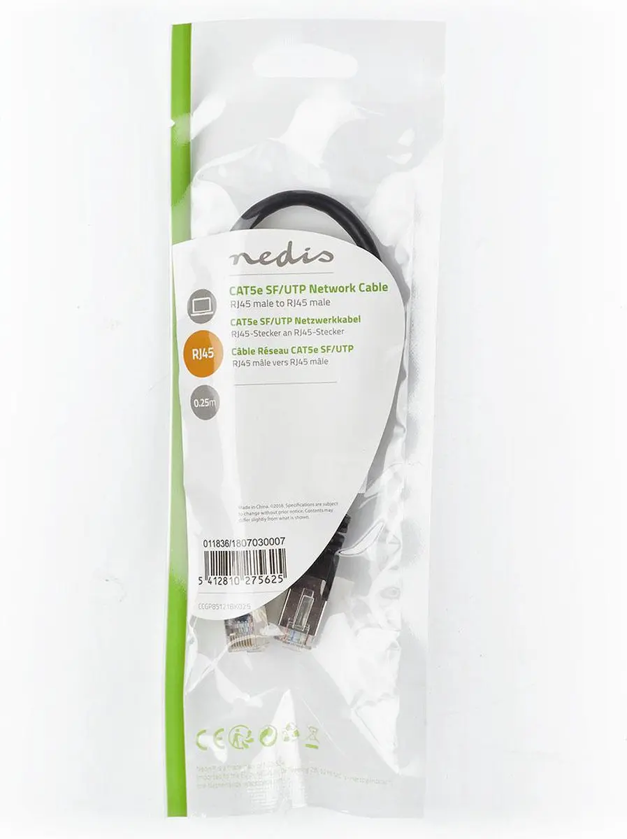 Nedis CAT5e Netwerkkabel 0,3m - Zwart
