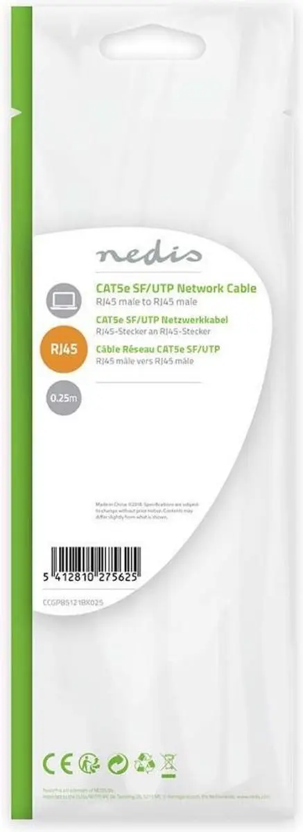 Nedis CAT5e Netwerkkabel 0,3m - Zwart