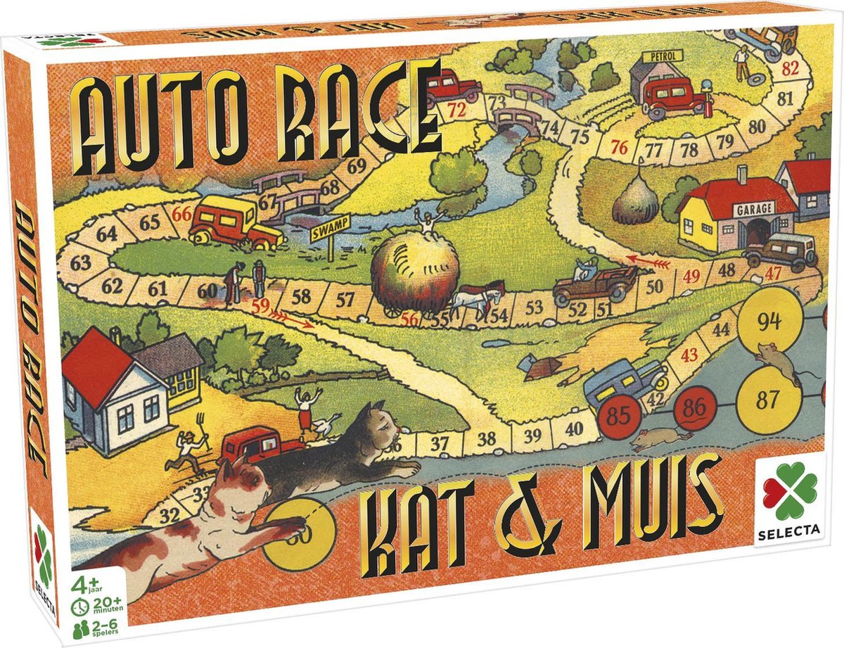 Tactic Spellen van Toen: Auto Race / Kat & Muis – Bordspel – Familiespel – Vanaf 4 jaar – 2-6 spelers