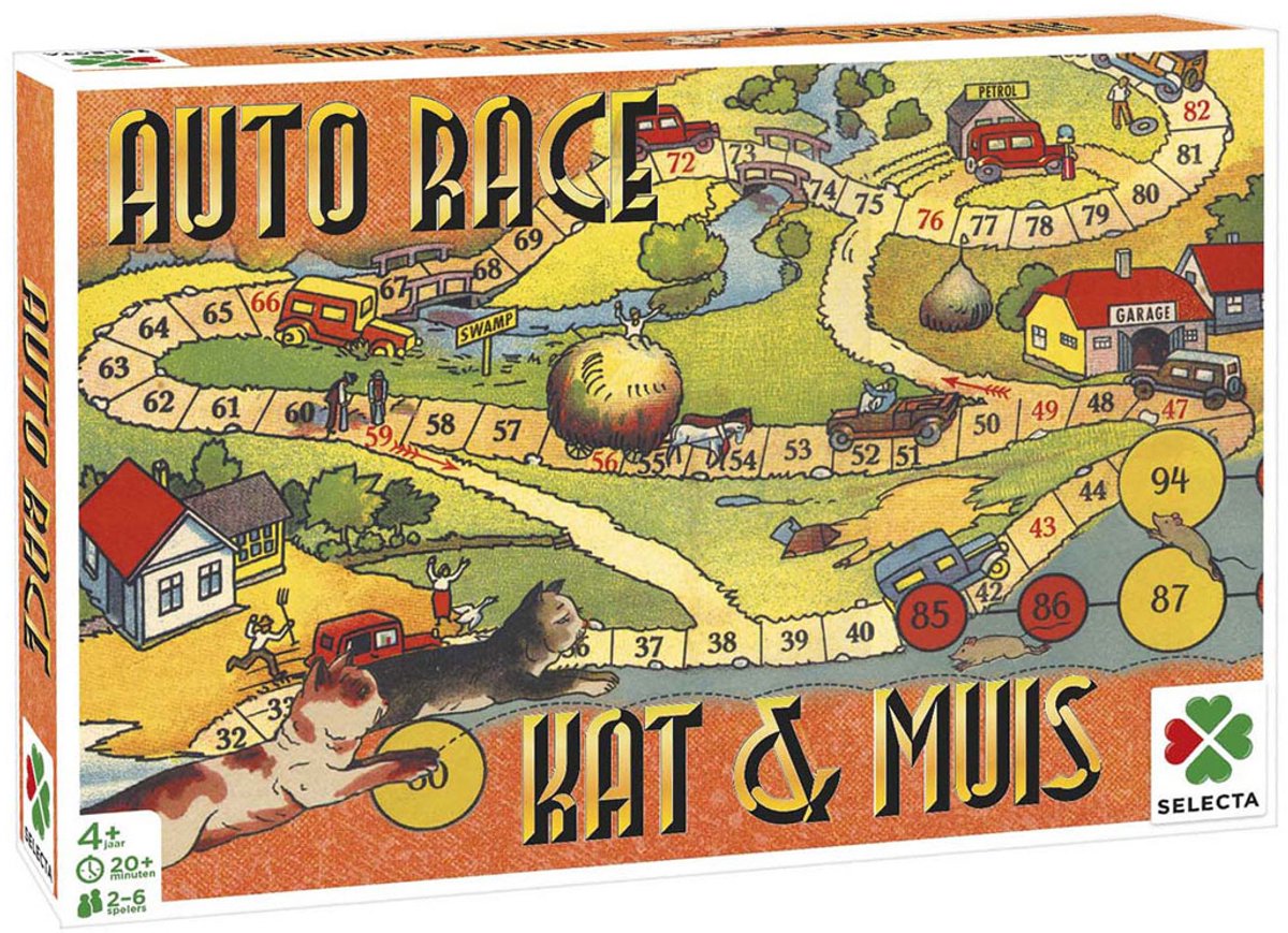 Tactic Spellen van Toen: Auto Race / Kat & Muis – Bordspel – Familiespel – Vanaf 4 jaar – 2-6 spelers
