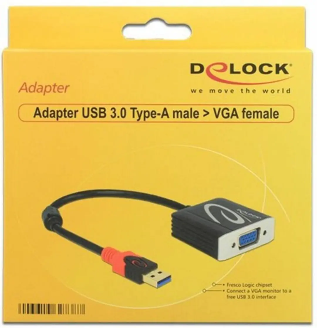 Delock USB3.0 naar VGA Adapter 0,20m - Zwart