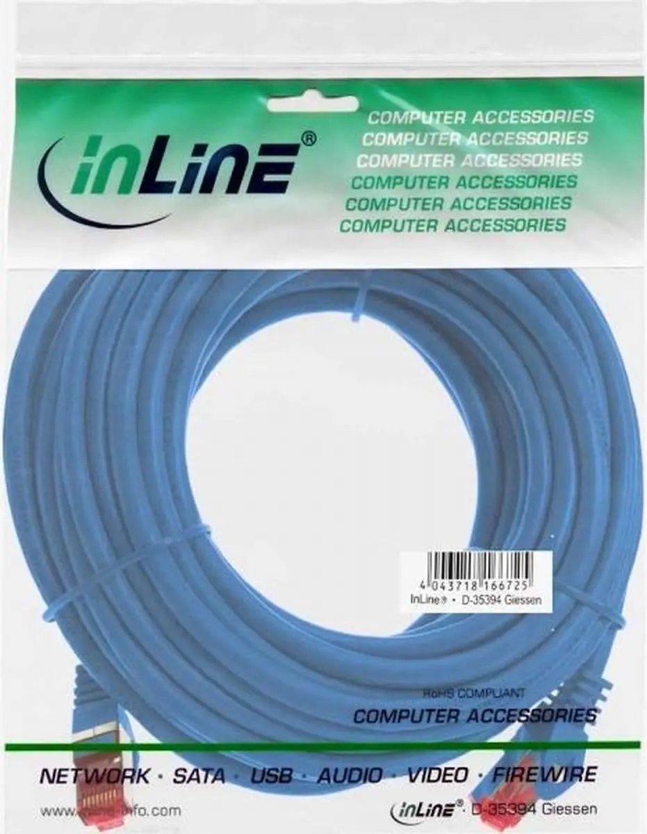 InLine Patchkabel S/FTP Cat.6 10m - Blauw