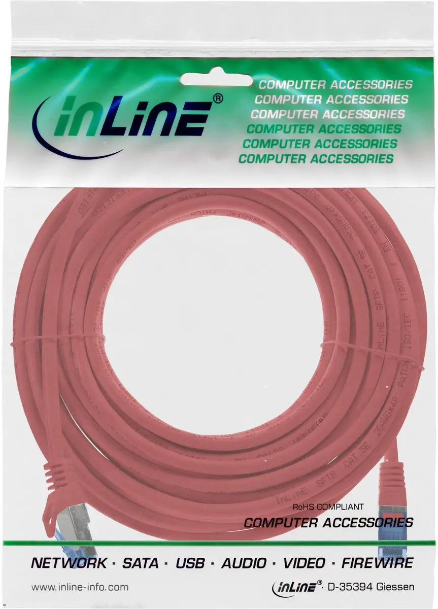 InLine Patchkabel Cat.6A S/FTP TPE LSZH CCA Rood 10m