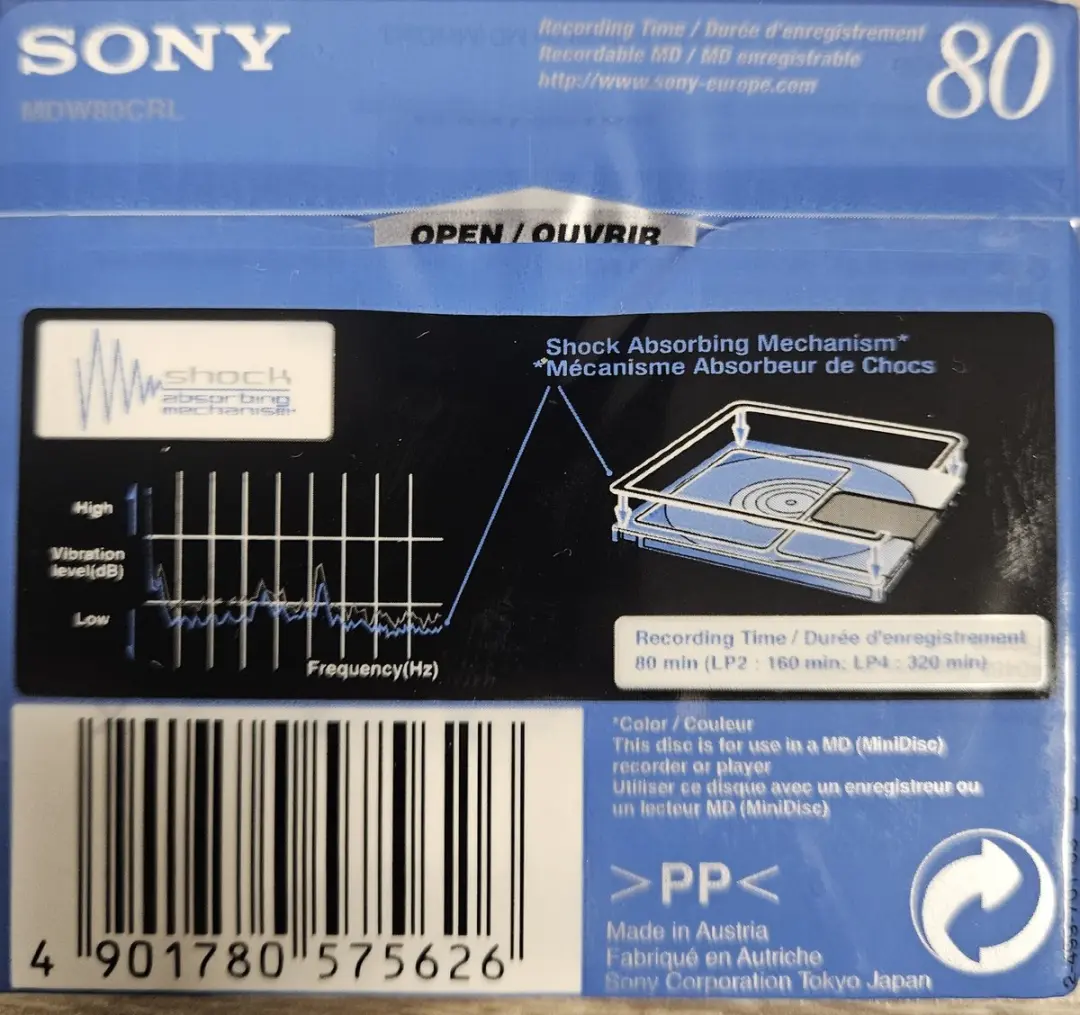 Sony 80 Min Minidisc Color Collection Shock - Blauw