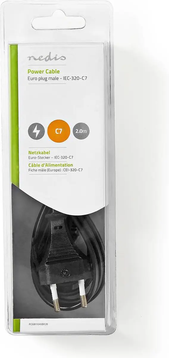 Nedis Stroomkabel PCGB11040BK20 - IEC-320-C7 - 2.00m - Zwart