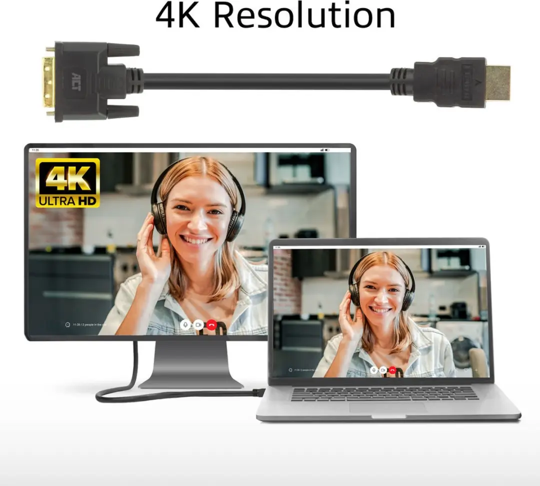 ACT HDMI naar DVI-D Adapterkabel AK3735 - 2m - Zwart