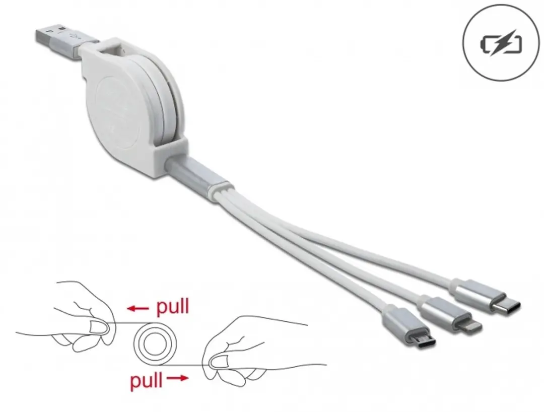 Delock USB 3.1 Type-A 3-in-1 Retractable Kabel