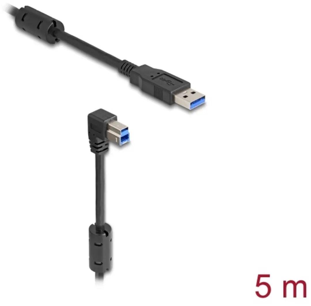 Delock USB-A naar USB-B Haaks Kabel 5m - USB 3.0 5Gbps