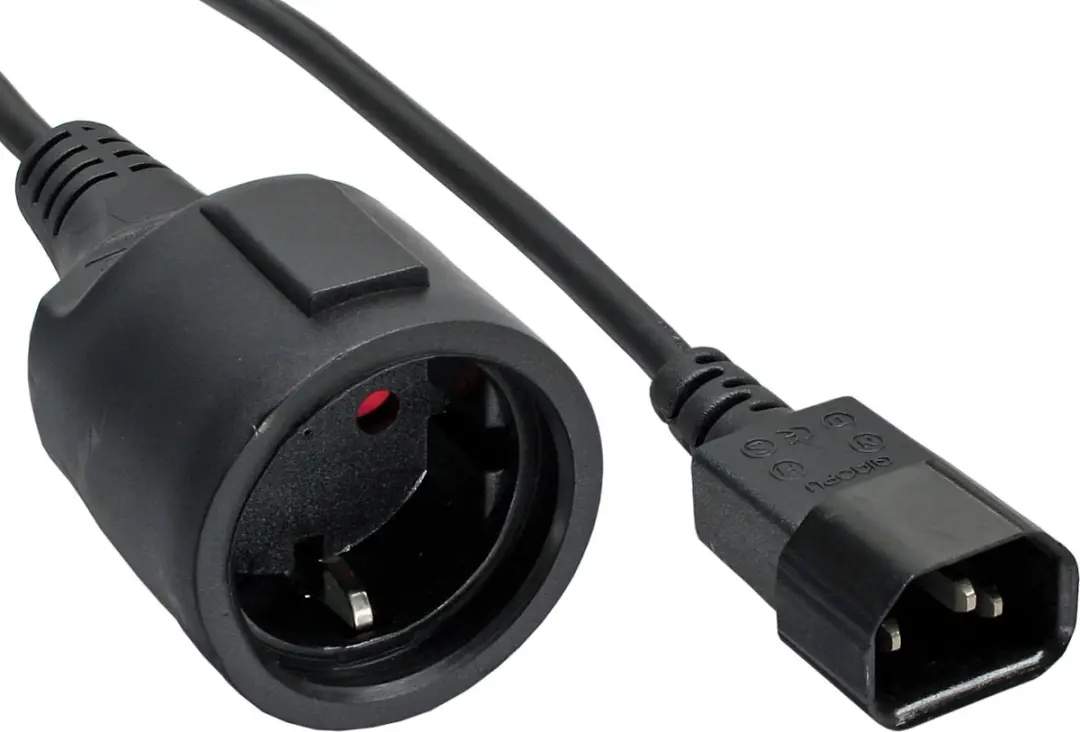 InLine C14 CEE 7/3 Stroomkabel 3x0,75mm² - 1m - Zwart