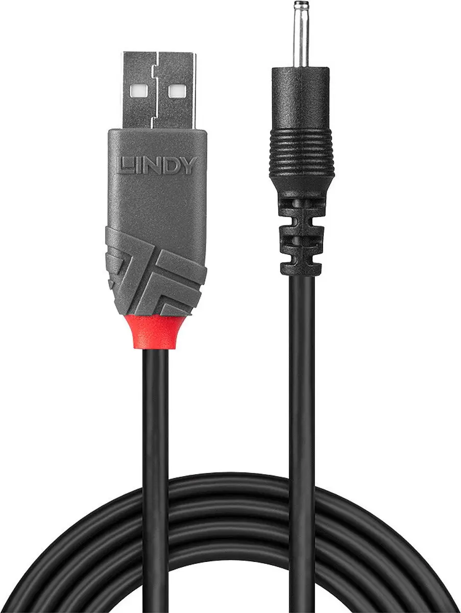 Lindy USB A naar DC-Hohlstecker Adapterkabel 2,35/0,7mm - Zwart