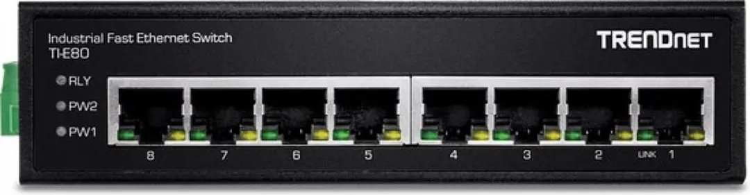 Trendnet TI-E80 Industriële 8-poorts Fast Ethernet Switch - Zwart