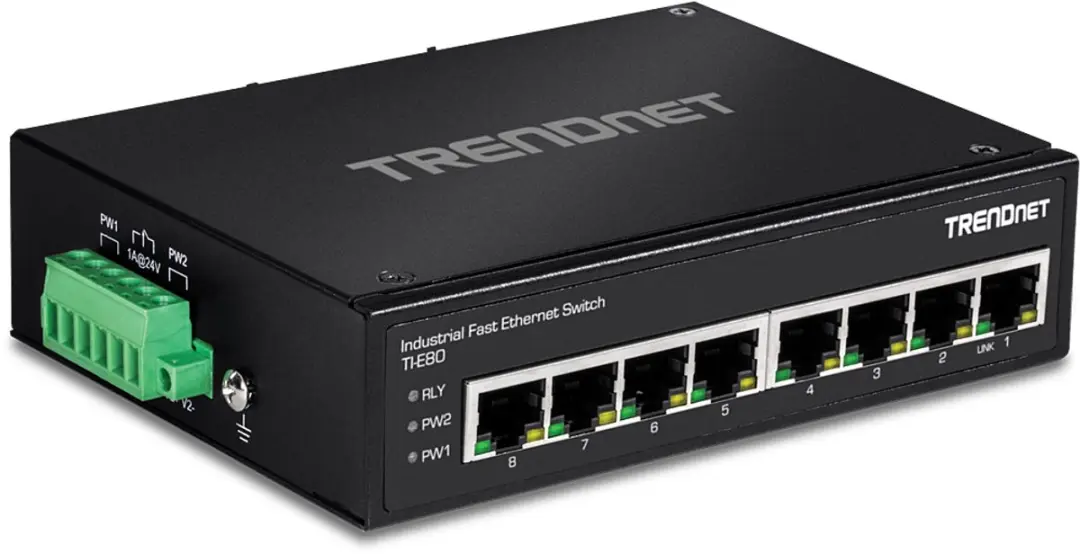 Trendnet TI-E80 Industriële 8-poorts Fast Ethernet Switch - Zwart