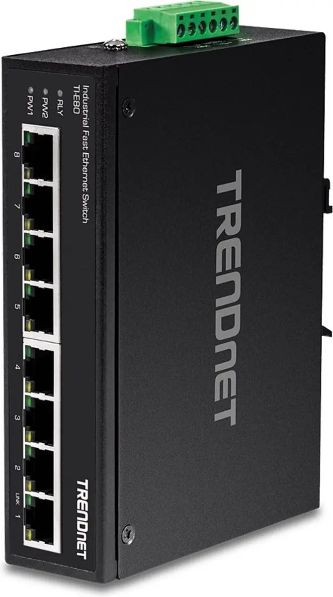 Trendnet TI-E80 Industriële 8-poorts Fast Ethernet Switch - Zwart
