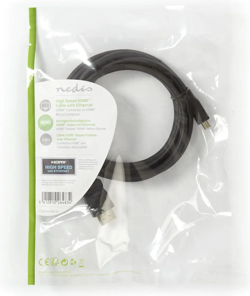 Nedis HDMI-Kabel CVGP34700BK20 - 4K@30Hz - 2m - Zwart