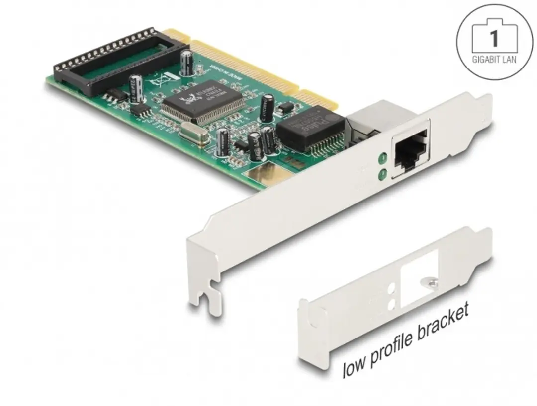 Delock PCI Kaart 1x RJ45 Gigabit LAN - Groen/Grijs