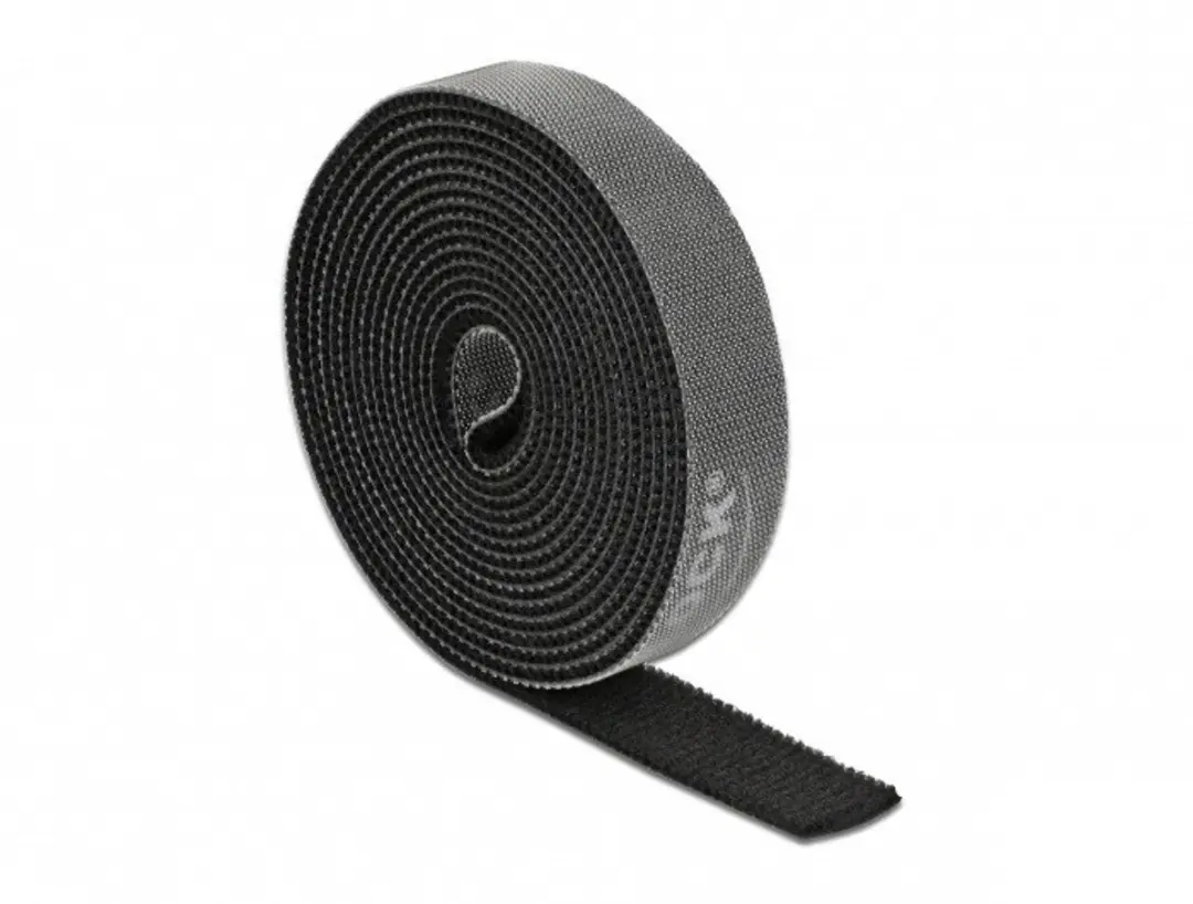 Delock Haak-en-lusband 2m x 15mm - Zwart