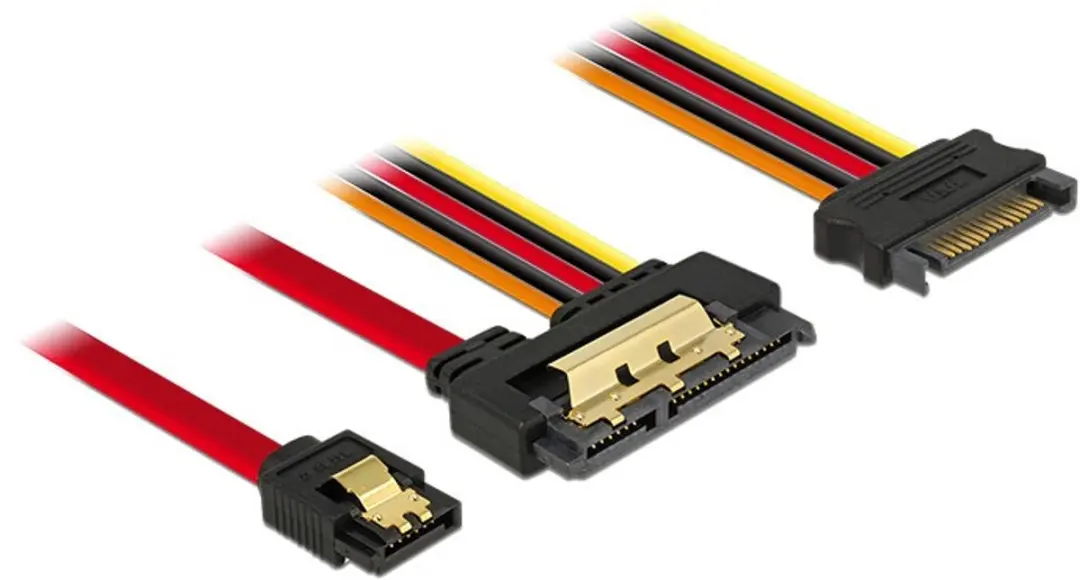Delock SATA Data- en Voedingskabel 6 Gbit/s 0,30m