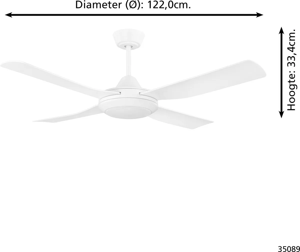 Eglo Bondi 1 Plafondventilatorlamp 122cm - Wit - 3 standen - afbeelding 6 van 6
