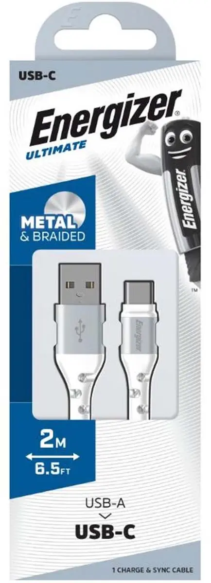 Energizer USB-A naar USB-C Kabel C520CKWH - 2m - Wit