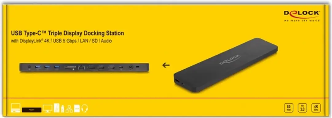 Delock USB Type-C Triple Display Docking Station 88050 - Zwart