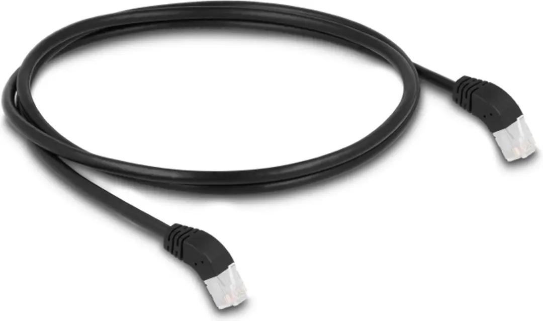 Delock RJ45 Cat.6A S/FTP Kabel 45° - 1m - Zwart