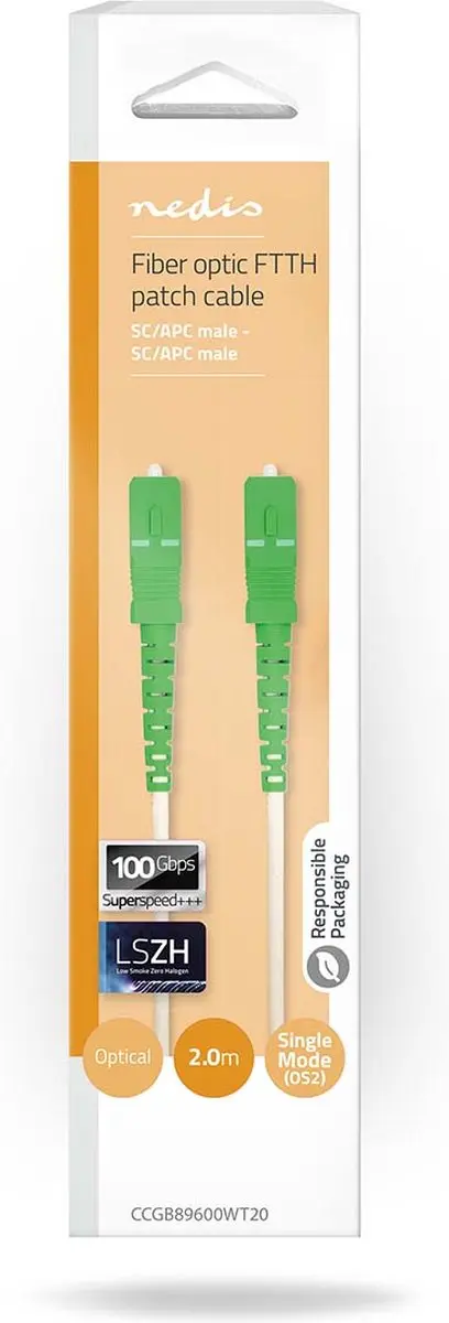 Nedis Glasvezel Patchkabel CCGB89600WT20 SC/APC - 2m Wit