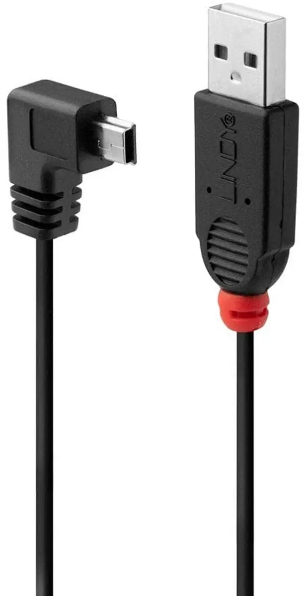 Lindy USB 2.0 Kabel A/Mini-B 90° 1m - Zwart