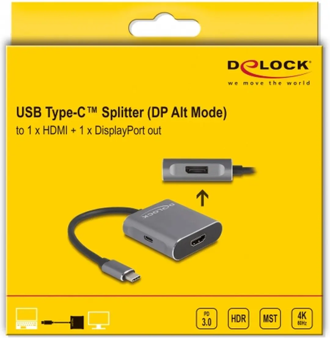 Delock 87867 HDMI/DisplayPort Video Splitter - Grijs