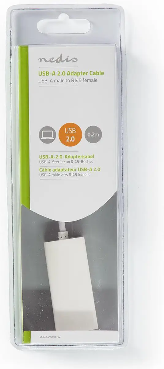Nedis USB 2.0 Netwerkadapter 100Mbps RJ45 - 20cm - Wit