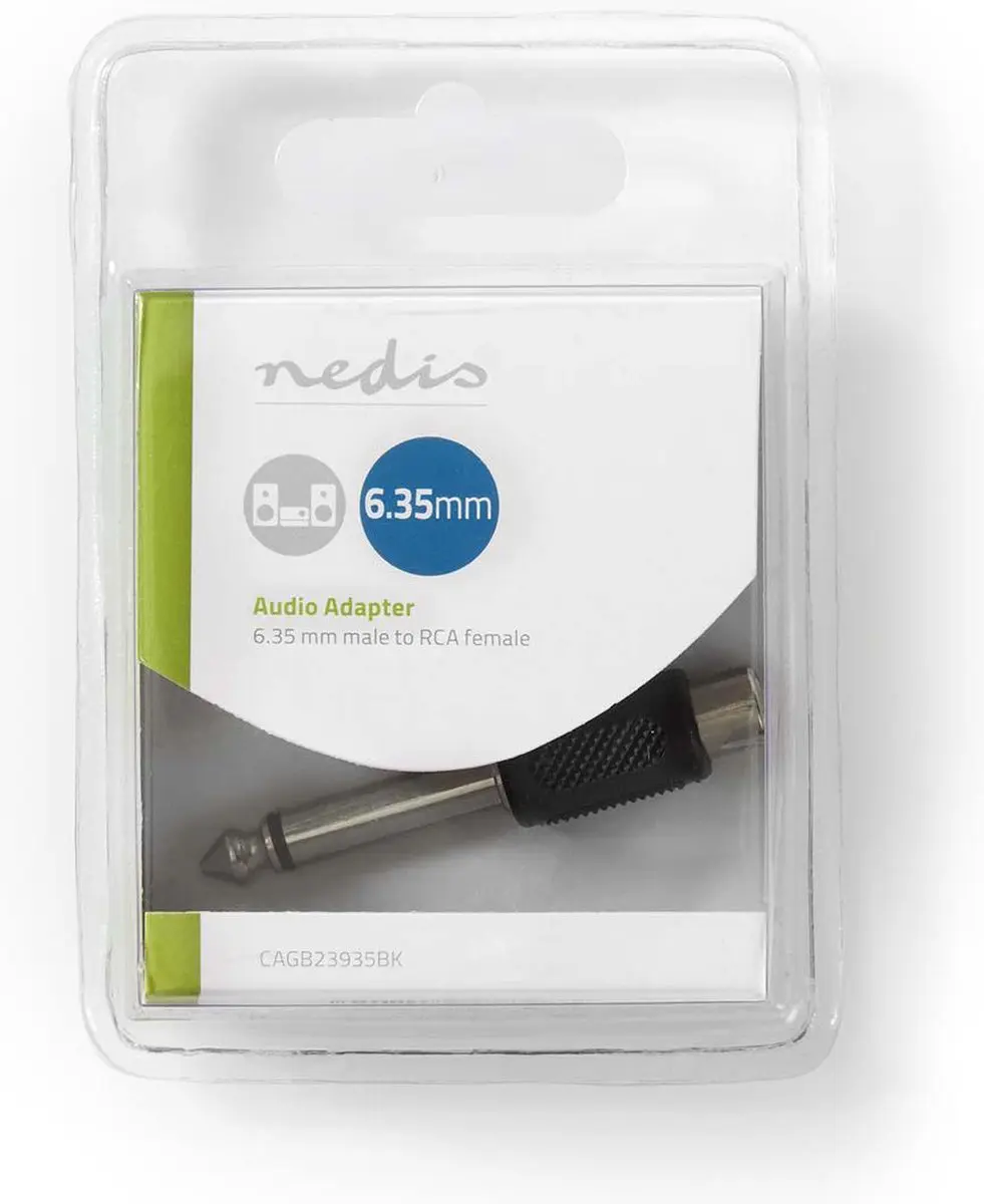 Nedis Mono-Audioadapter 6,35mm Male naar RCA Female - Zwart