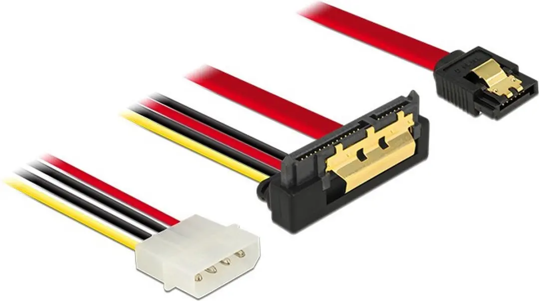 Delock SATA Haaks naar SATA & Molex Kabel - 6 Gbit/s - Rood