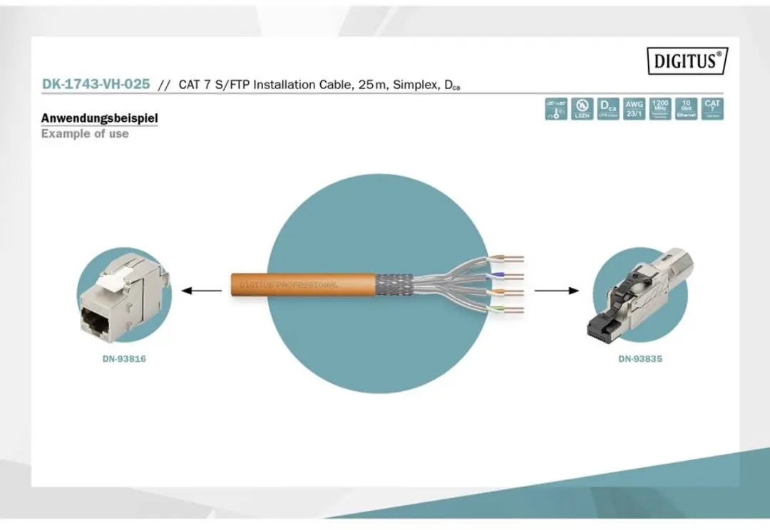 Digitus DK-1743-VH-025 Installatiekabel CAT 7 S/FTP - 25m - Oranje - afbeelding 6 van 6