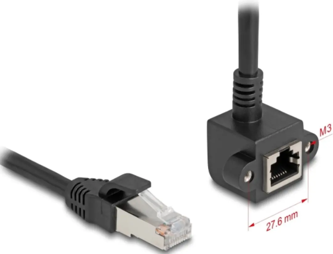 Delock FTP CAT6 Netwerk Verlengkabel 3m - Haakse Inbouwconnector