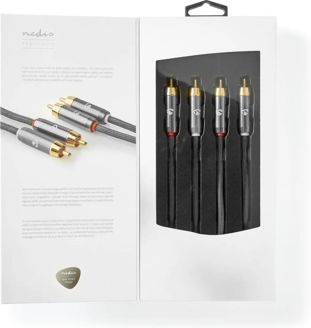 Nedis Stereo-Audiokabel RCA 2.0m - Verguld - Grijs