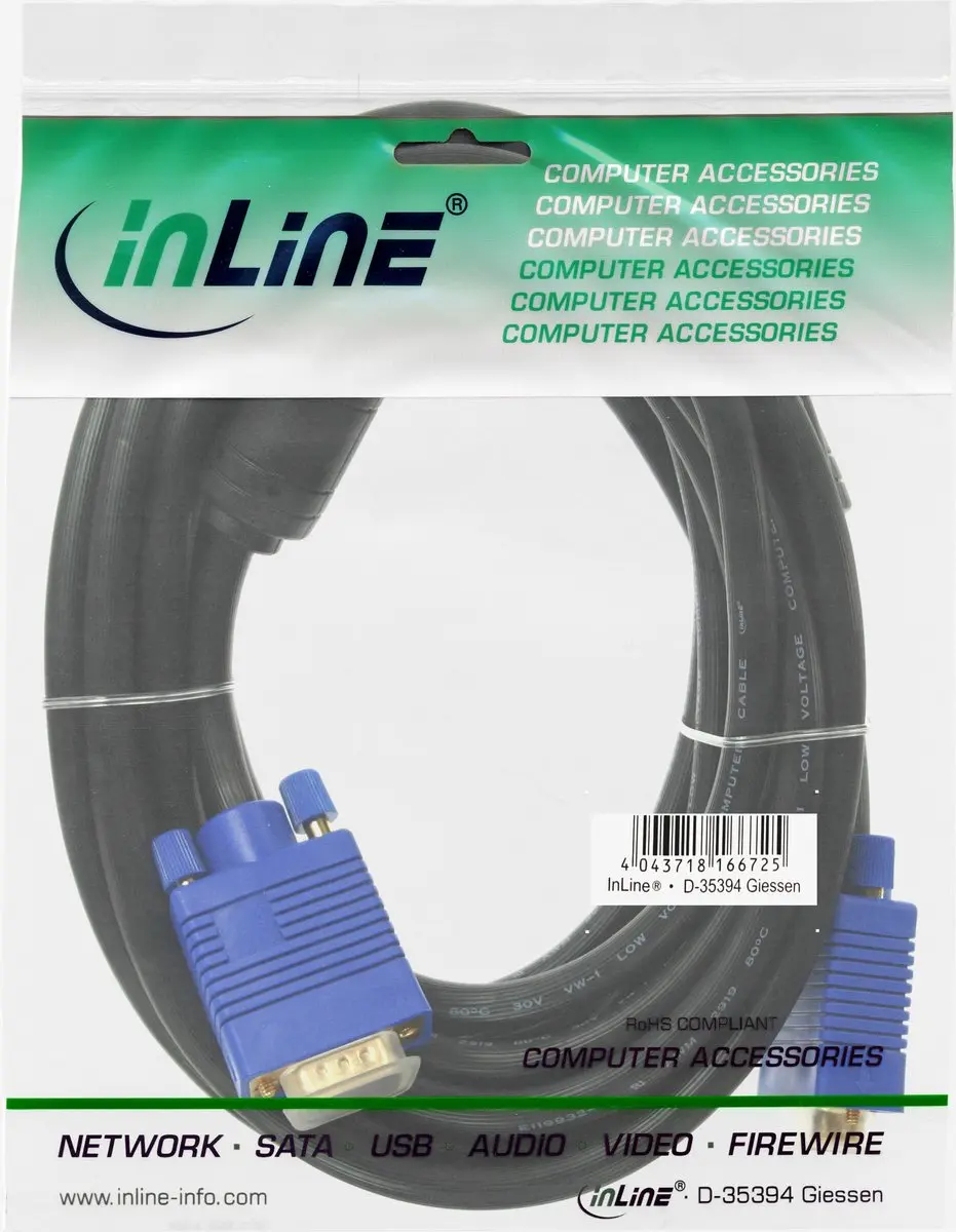 InLine S-VGA Kabel 15-pin HD Male - 5m - Zwart