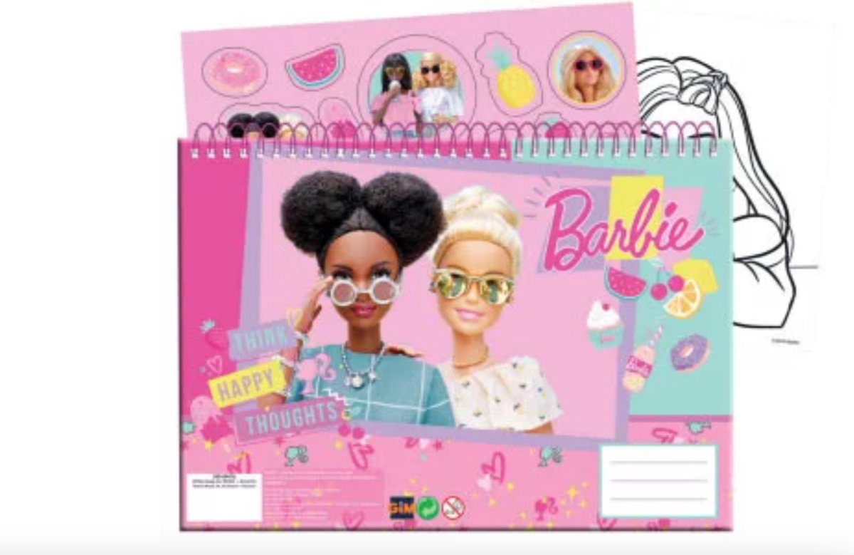 Barbie tekenblok met stickers - 40 vellen creatief speelgoed.