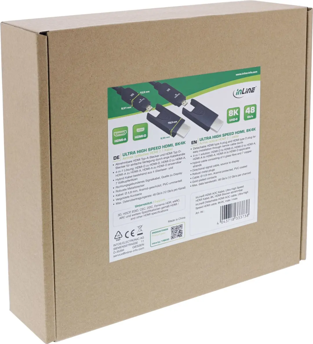 InLine HDMI AOC-kabel 8K/4K 80m - Ultra High Speed - Zwart