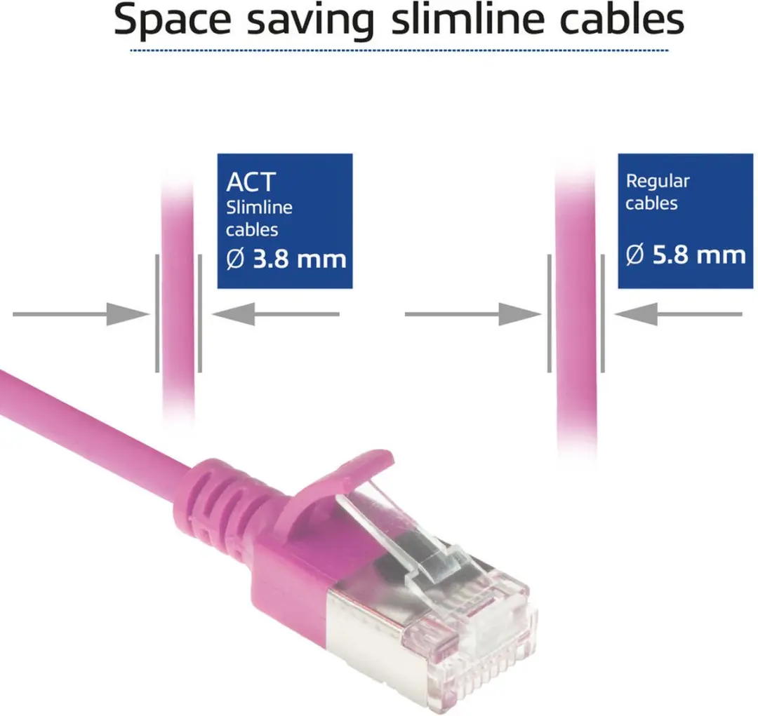 ACT Roze LSZH U/FTP CAT6A Patchkabel 0,15m - Snagless RJ45 - afbeelding 6 van 6