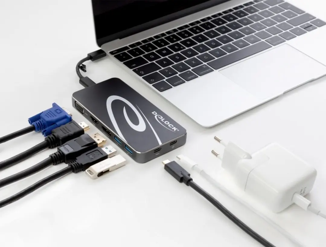 Delock USB-C 3.2 Dockingstation 4K HDMI/1080p VGA - PD 3.0 - Zwart