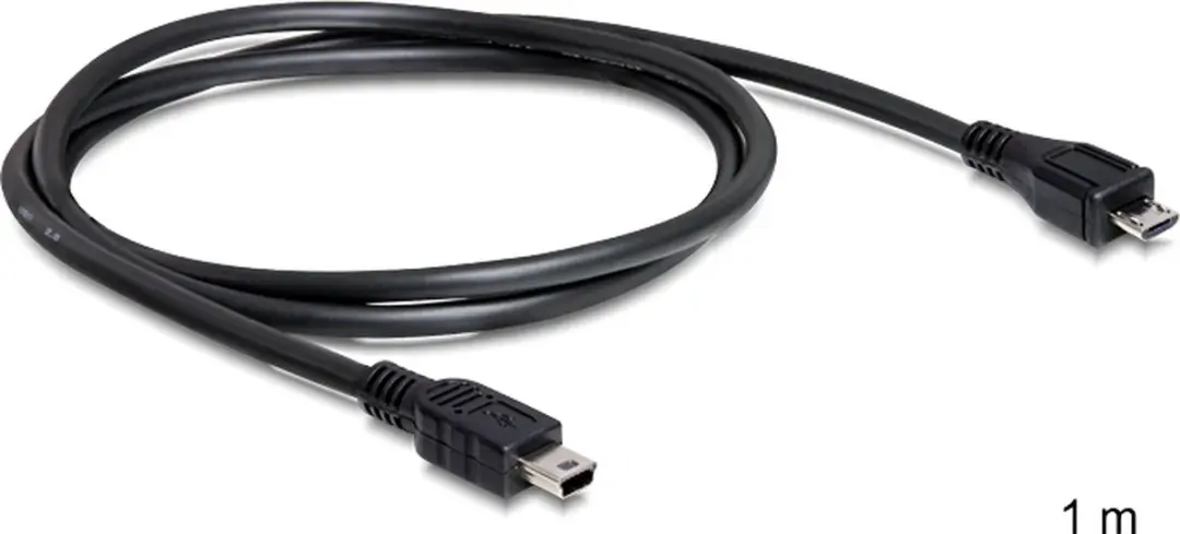 Delock USB2.0 microB/miniB Kabel 1m - Zwart