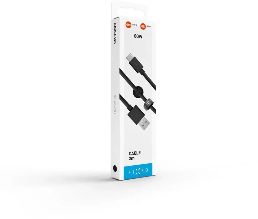 Fixed USB-A naar USB-C Kabel 2m - 3A - Zwart