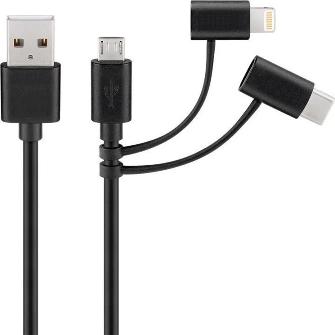 Nedis 3-in-1-Kabel CCGL60620BK10 - USB 2.0 - 1.00m - Zwart
