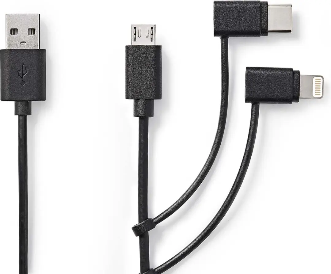 Nedis 3-in-1-Kabel CCGL60620BK10 - USB 2.0 - 1.00m - Zwart