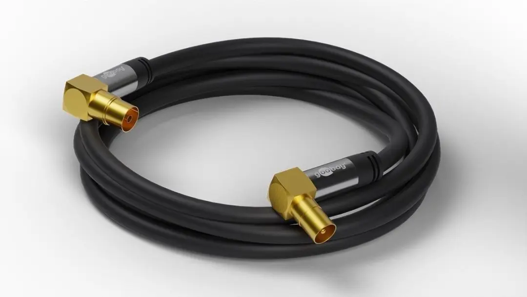 Goobay IEC Coaxkabel Haaks Verguld 1m - 10 Stuks