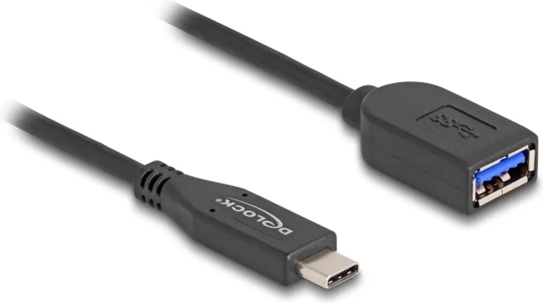 Delock USB 10 Gbps Coaxiale Kabel USB-C naar USB-A 25cm - Zwart